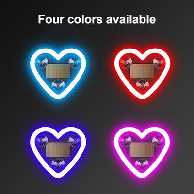 Décoration de Vitre LED pour Voiture Cœur Néon Lumineux Fixé par Ventouse Cœur Lumineux Néon Ambiant Solaire Accessoires Éclairage Voiture 1 Pièce