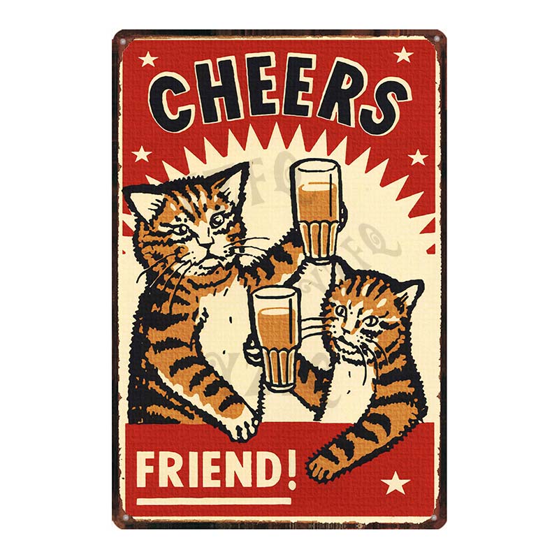 Cat And Dog Diet Funny Picture Metal Tin Signs Plaque Vintage Wall Bar Home Art Pet Shop Decor Customizable 30X20CM DU-7090A
