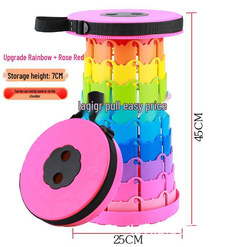Rainbow Telescopic Adjustable Folding Stool for Leisure, Fishing, and Household Use