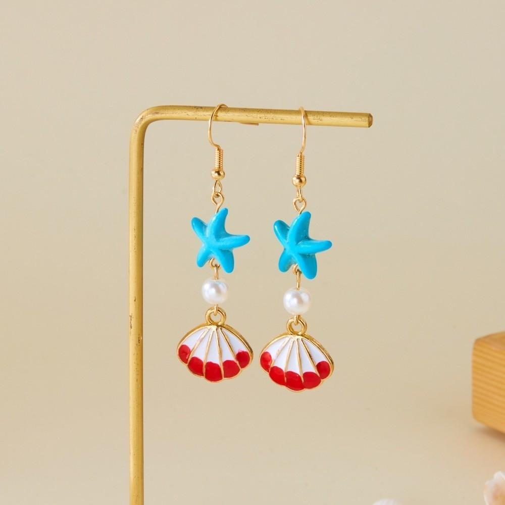 Bohemian Starfish Stud Earrings Exaggerated Shell Drop Earrings  Lady/Gifts