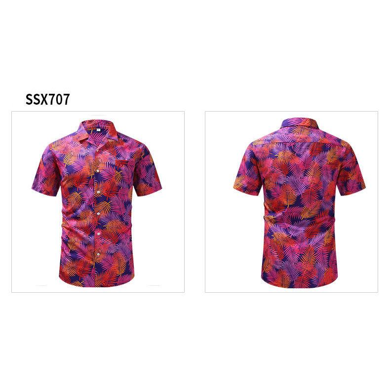 Summer Vintage Printed Shirt Men's Short Sleeve Cuban Collar Shirt Hawaiian Pattern Vintage Trendy Casual Wear Minimalist Fashion Breathable Shirt