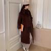 Korean Lace Detachable Tassel Scarf Horn Button Double-sided Wool Coat Mid-length Temperament Coat Warm and Loose