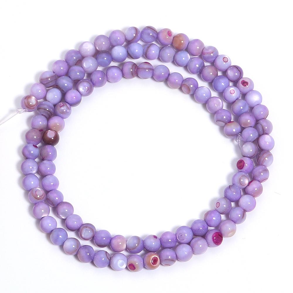 1 String 4mm Natural Shell Round Beads Colorful Loose Spacer Ball Beads For DIY Exquisite Bracelet Necklace Jewelry Supplies