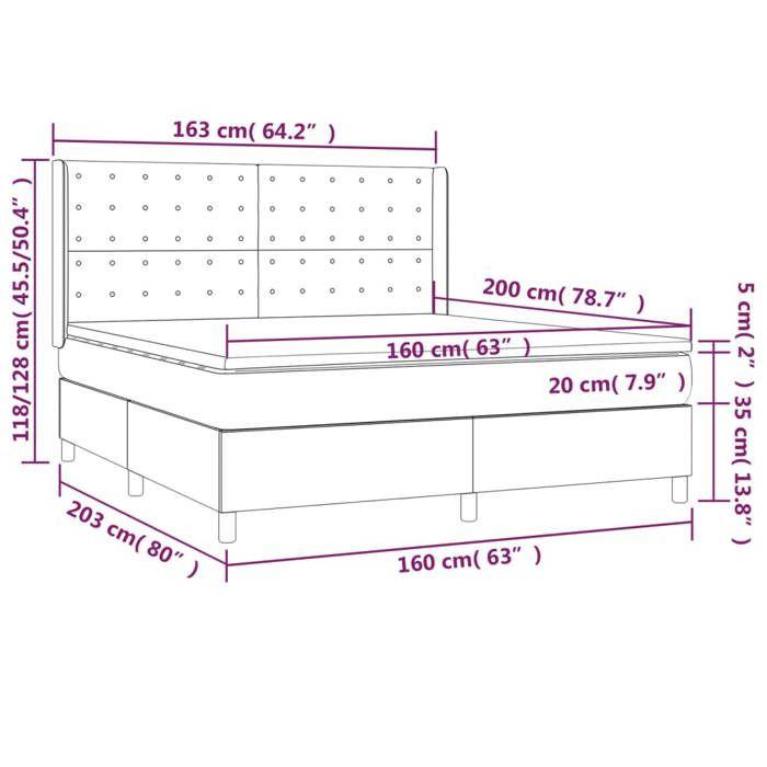 VidaXL Sommier à Lattes de Lit avec Matelas et LED, Lit Rembourré, Lit Double, Lit Adulte de Chambre à Coucher Intérieur, 3138645