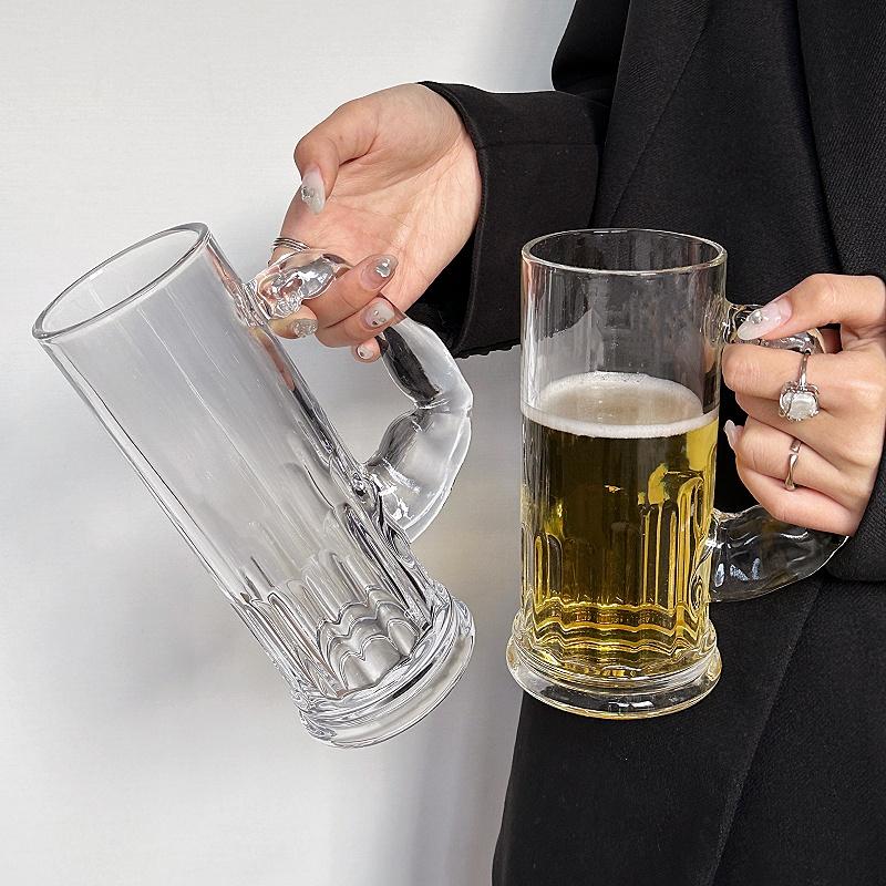 Hercules Beker Matglas met Handvat Glas Grote Capaciteit Transparante Sapbeker Niche Hoge Uitstraling Huis Creatief Bierglas