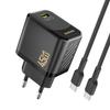 Ładowarka Sieciowa GaN Z Kablem USB-C 45W - Czarna