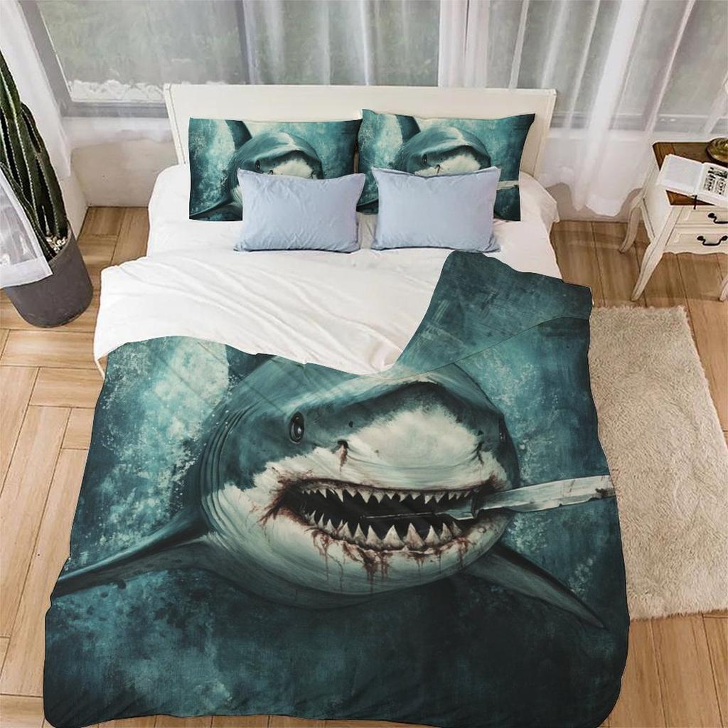 Comforter Shark Painting S High End Bedding With Pillows Home Decorqueen Size Suitable Children Kids And Adults