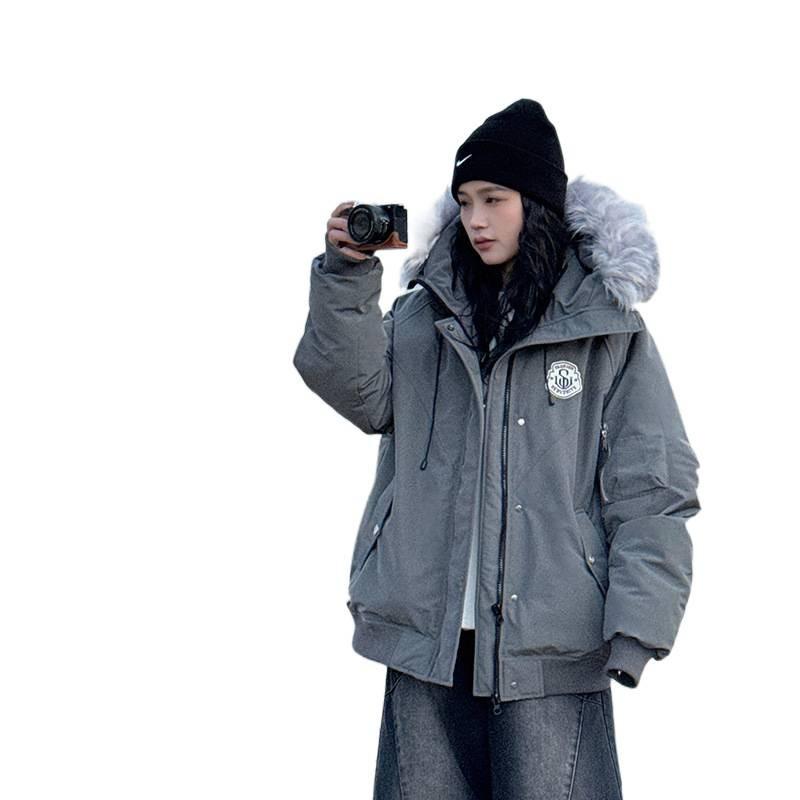 Big Fur Collar Down Cotton-padded Jacket for Women's Winter New Parker Loose Cotton-padded Jacket Thickened Warm Cotton-padded Jacket
