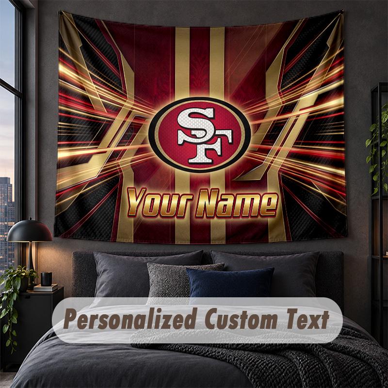 Custom Name Text Tapestry,San Francisco 49ers Decorative Wall Hanging, Background Tapestry For Home Bedroom