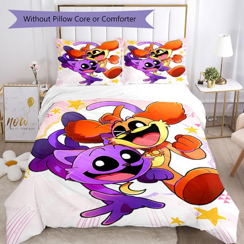 3pcs Smiling Critters1 Pattern Bedding Set Duvet Cover Set Includes Duvet Cover &pillowcases, Perfect All Season Bedroom Decoration & Gift