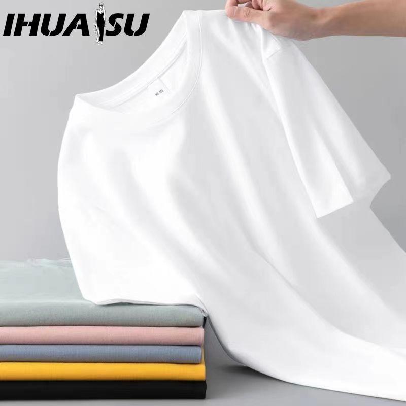 IHUASU Bavlněné tričko s krátkým rukávem Pánská móda Košile s volným polovičním rukávem Košile s potiskem