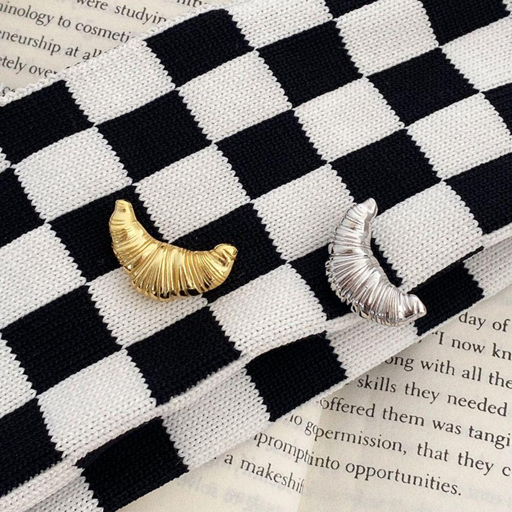 Broche Croissant Unique en Alliage Broche Épingle à Vêtements en Métal Argenté Vintage Style Coréen Broche Dorée Quotidienne