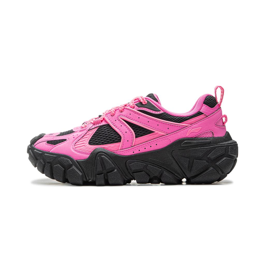 New LiNing Dunes Cushioning Anti Slip Wear Resistant Breathable Height Increasing Low Top Casual Shoes Women's Pink Black AGCU328-2