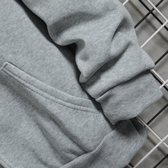 Men Hooded Jacket Zip-up Loose Sweatshirt Jacket Solid Color Casual