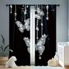 Elegant Black And Silver Butterfly Design Printed Curtains, Pole Bag Design, Home Decoration, Room Decoration