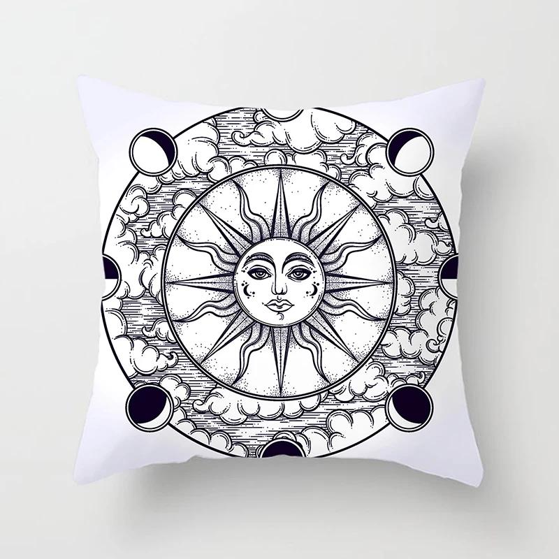 Home Decor Sun & Moon Themed Cosmic Throw Pillow Covers Pattern Cushion Cover Suitable For Sofa Bedroom Car Pillow Cover