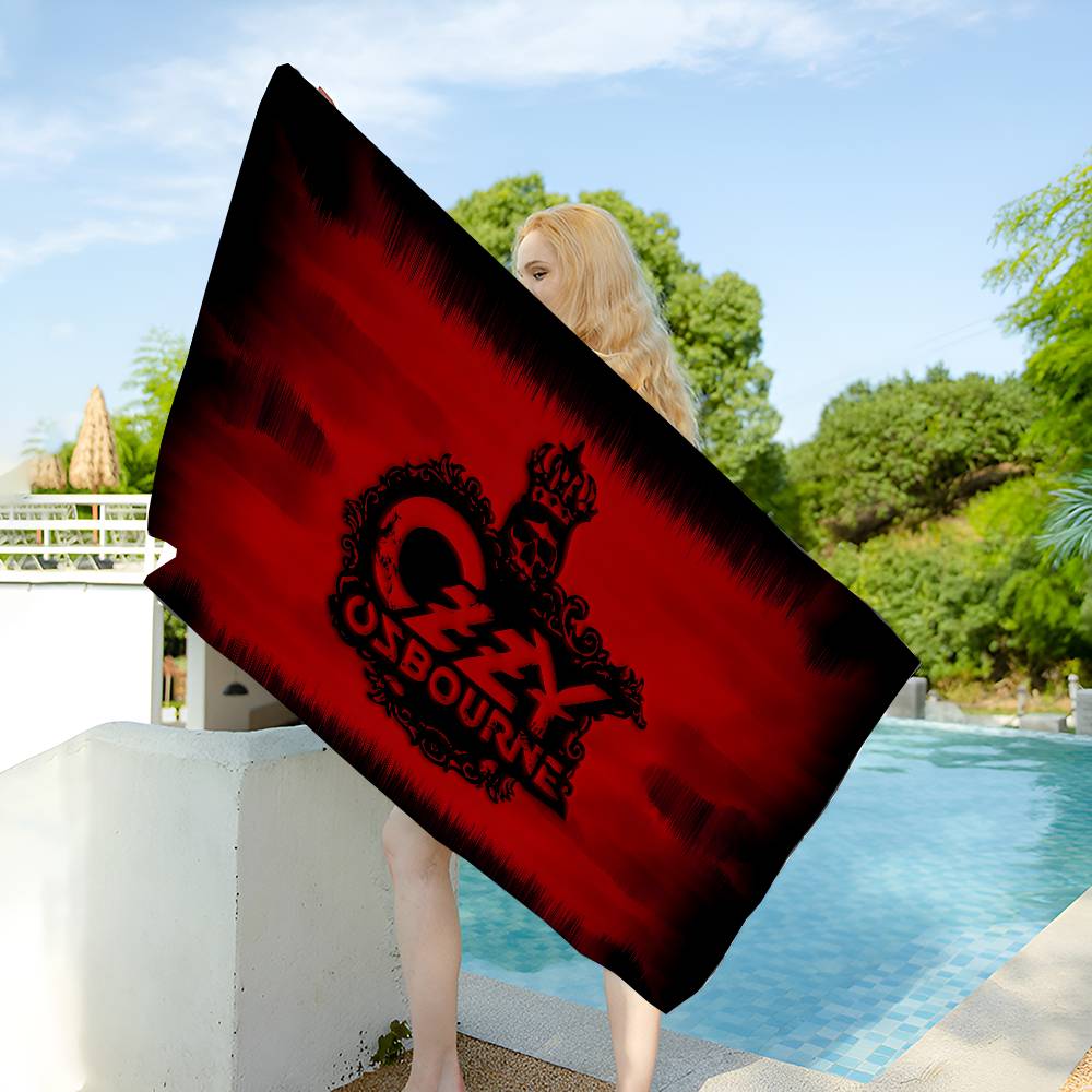 Ozzy Osbourne Logo Anime Microfiber Printed Beach Towel Mountain Climbing Yoga Beach Swimming Running Absorbent Soft Towel