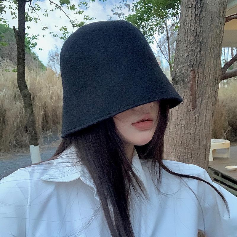 Μάλλινο Καπέλο Κάδου για Γυναίκες Φθινόπωρο και Χειμώνα Διπλής Όψης Δίχρωμο Κορεατική Έκδοση Ευέλικτο Καπέλο Ψαρά Ιαπωνικό Καπέλο Λεκάνης Μοντέρνο Καπέλο