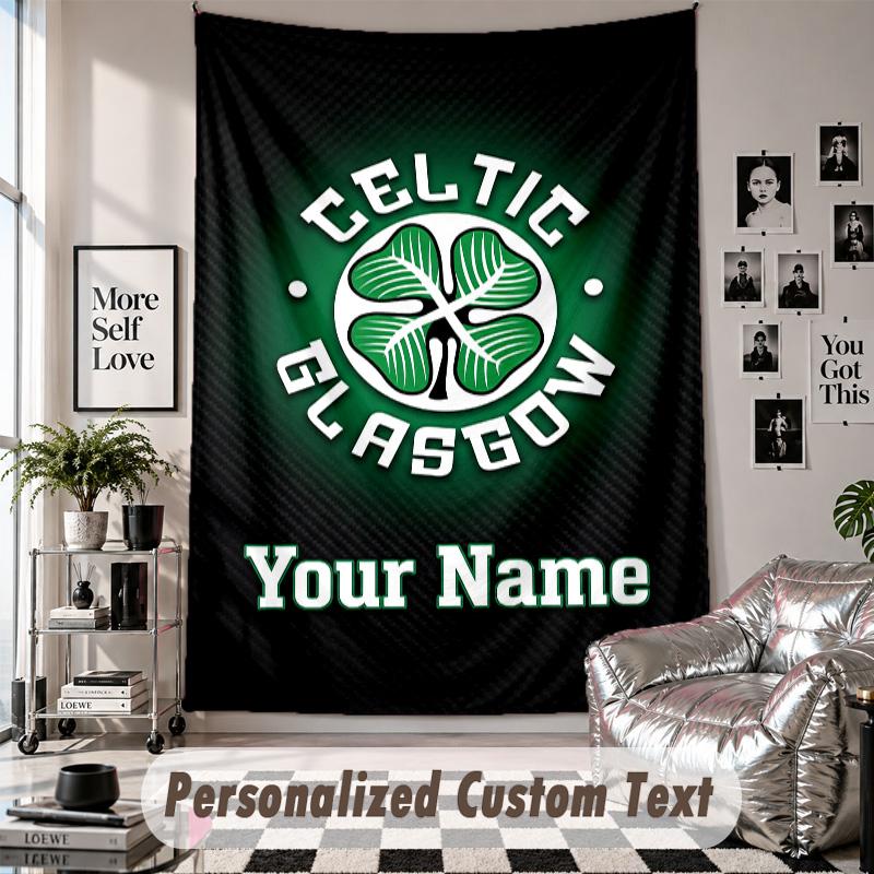 Custom Tapestry Wall Hanging, Celtic FC Personalized Name Text Home Wall Decor