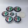 phngj8 1Sets 9pcs 60mm 10pin Wheel Hub Cover cap key stickers 40mm Steering wheel stickers 74mm Front rear emblem forAlfa Romeo 159 166