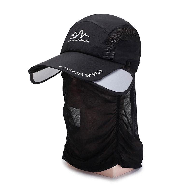 Detachable Neck Protector Sunscreen Baseball Cap with Telescopic Brim for Men & Women