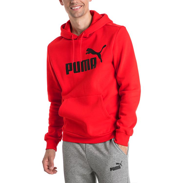 Puma Ležérní mikina s kapucí se stahovací šňůrkou, fleecovou podšívkou a potiskem Pánské mikiny Červená 851743-05