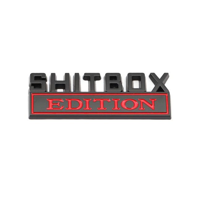 

1Pc 3D Metal SHITBOX Edition Logo Car Front Grille Badge Side Fender Rear Trunk Emblem Sticker Decal Badge Sticker чёрный/красный