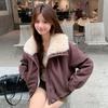 European goods large lapel collar velvet thickened short pie overcome coat women's winter new fashion warm jacket cotton clothes tide