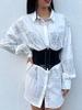 New Corset Black Wide Belts Pu Leather Punk Slimming Body Belts for Women Gothic Clothing Underbust Elastic Bustier Dress Girdle