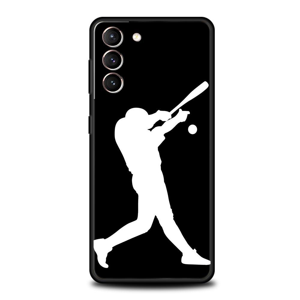 Baseball Phone Case For Samsung Galaxy S25 S24 S23 FE S22 Ultra S20 S21 5G S10 Plus S10E Soft Black Cover