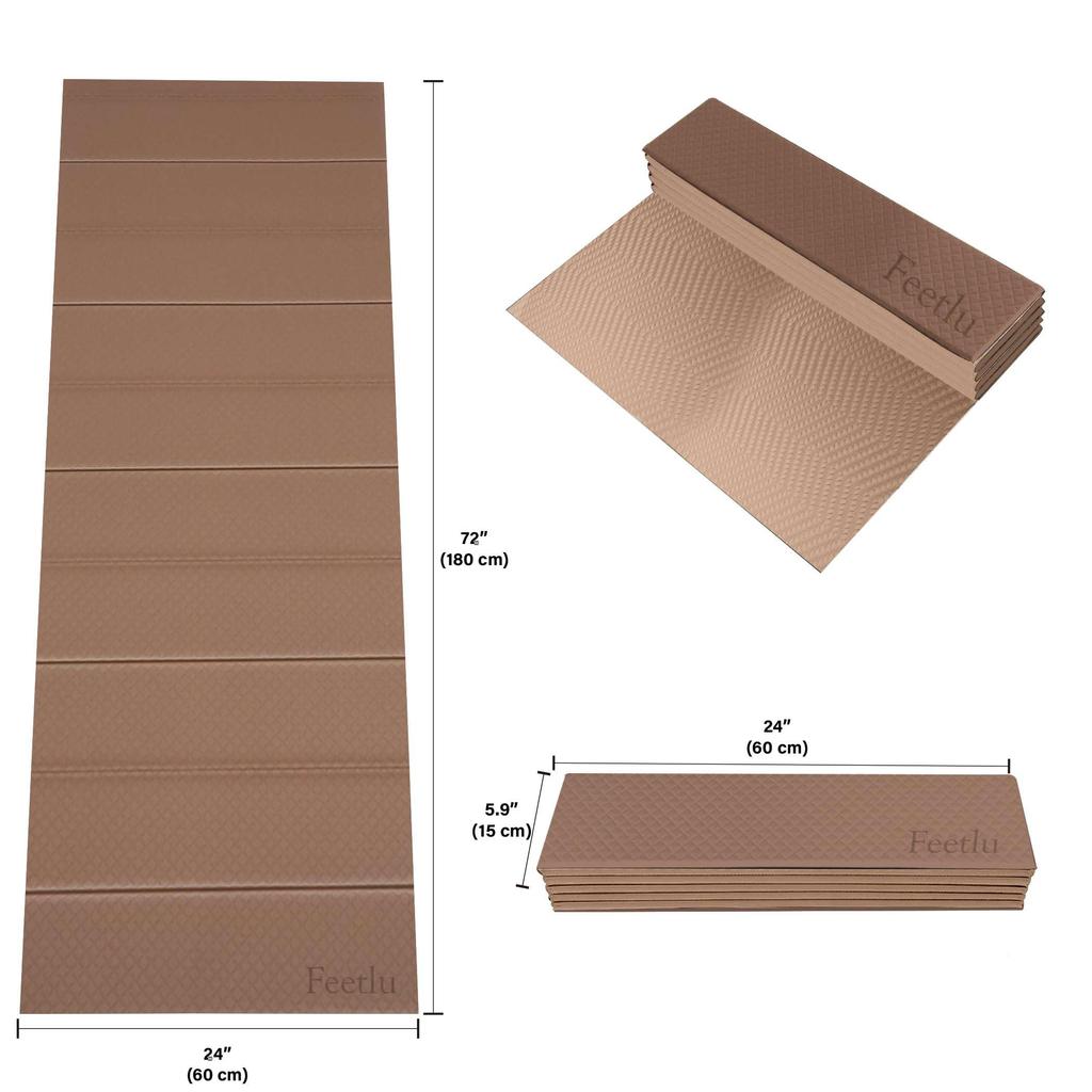 Feetlu Foldable Yoga Mat 6mm X 61cm X Easy To Store Foldable Exercise Mat for Home and Floor Exercises - 183cm, Large, Lightweight, - Non-Slip Yoga,