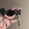 Lace Neck Accessory Decorative Necklace, Women's Collar, Fringed Pendant, Rose Flower Neckband