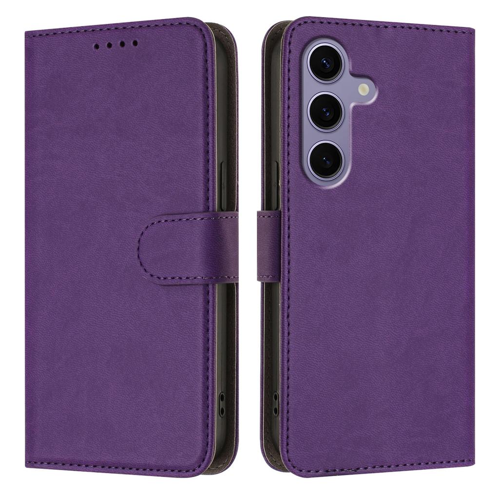 For Samsung Galaxy S25/Galaxy S24 Leather Case Solid Color Phone Cover with Wallet
