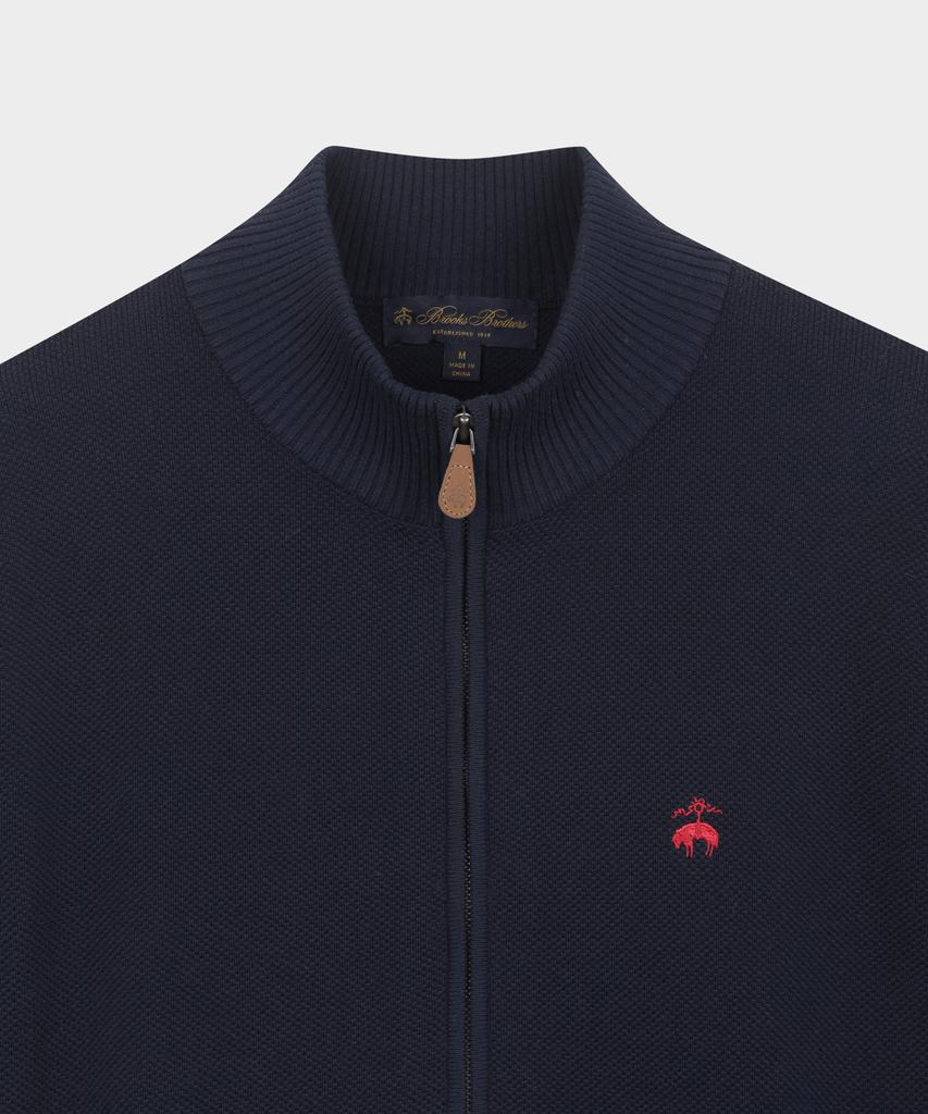 BROOKS BROTHERS Tuck Knit Full Zipper Sweater (Navy) (Bbwzmbg103)