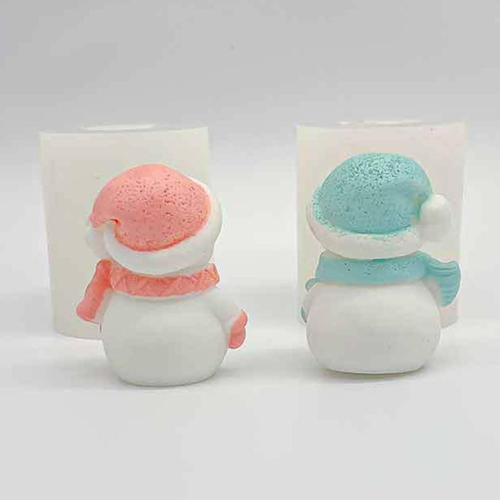 2 Stück 3D Weihnachts-Schneemann Silikonform Harz Weihnachts-Schneemann Kerzenform Leicht zu lösen Niedliche Bastelwerkzeuge Weihnachtsdeko