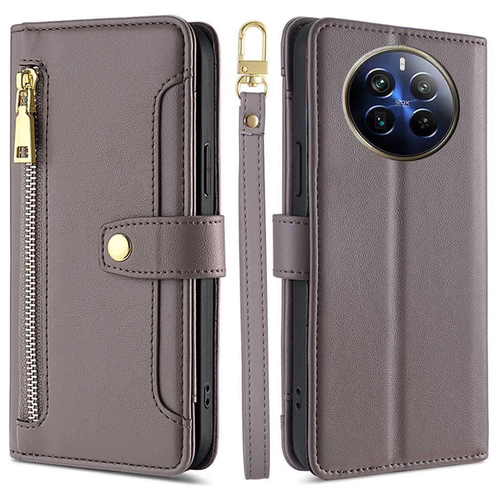 For Realme 12 Pro 5G/12 Pro+ 5G Cell Phone Cases Zipper Pocket Leather Crossbody Cover