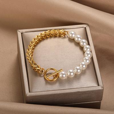 Kubanische Kette Perlenarmbänder für Frauen handgefertigt Edelstahl Herz Anhänger Armbänder Hochzeit Party Boho Schmuck Geschenke