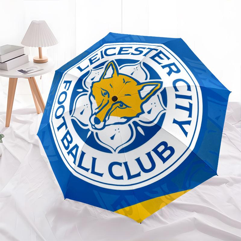Leicester City Football Club Pattern, Automatic Folding Umbrella, Portable and Foldable Design, 8 Ribs, a Christmas or Birthday Gift.