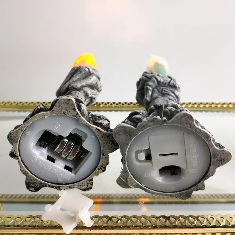 Halloween Candle Light LED Colorful Candlestick Table Top Decoration Horror Skull Ghost Party Halloween Party Home Bar Decor