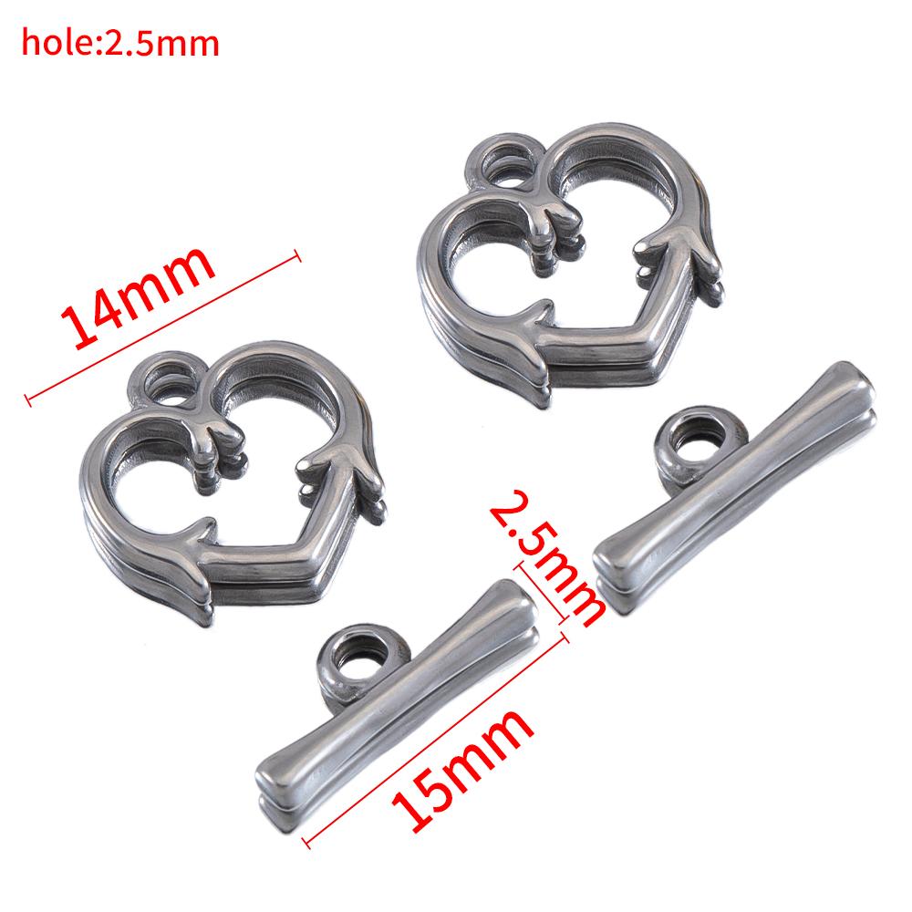 3sets/lot Stainless Steel Heart OT Toggle Clasp Hook Rings Connectors for DIY Necklaces Bracelets Accessories Jewelry Making
