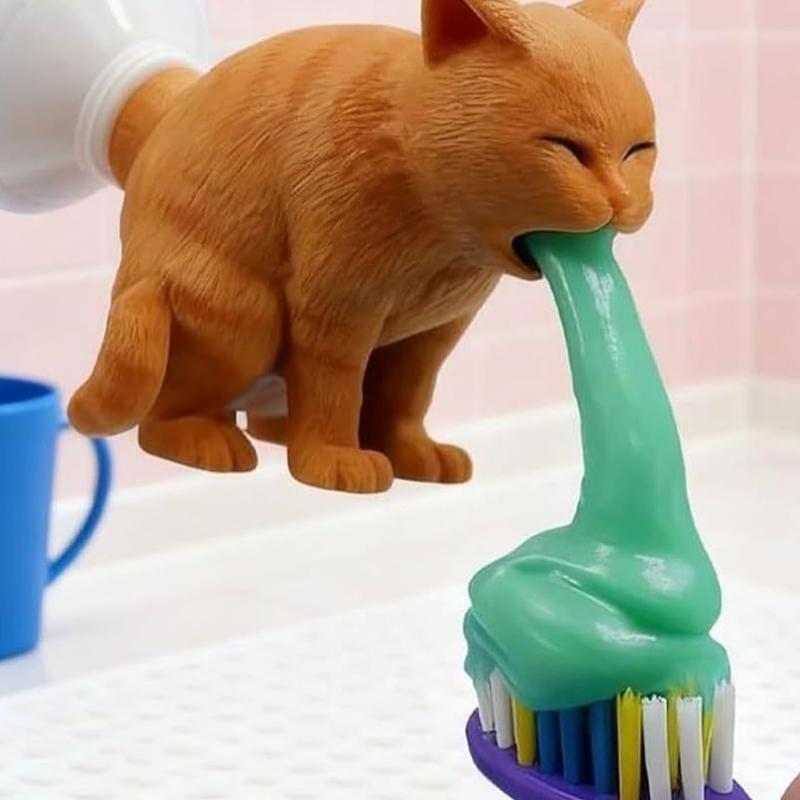 Funny Kitten Vomit Toothpaste Squeezer 3D Printed Bathroom Essential Safe For Kids And Adults