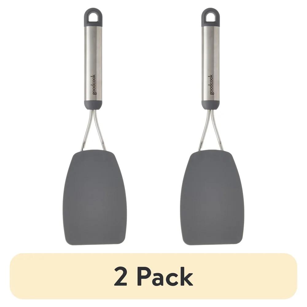 2 Pack Nylon Turner Heat Safe Flexible Flip Turner Pancakes Eggs Cookies Durable Stainless Steel Handle Non-Stick Cookware