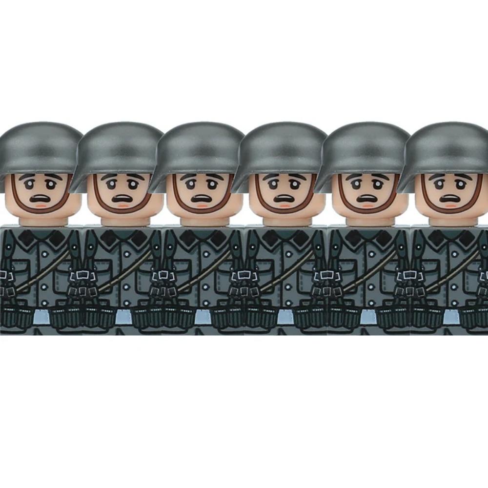 Andra världskriget Militära Tyska Soldater Figurer Hjälm Byggklossar Armé Infanteri Krigare Skytt Pansar Kanon Väst Vapen Klossar Leksaker