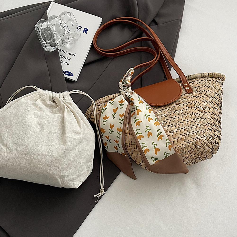 Women Straw Woven Tote Bag Fashion Woven Handbag Large Capacity Weaving Shoulder Bag Tote Clutch Bags for Party Vacation