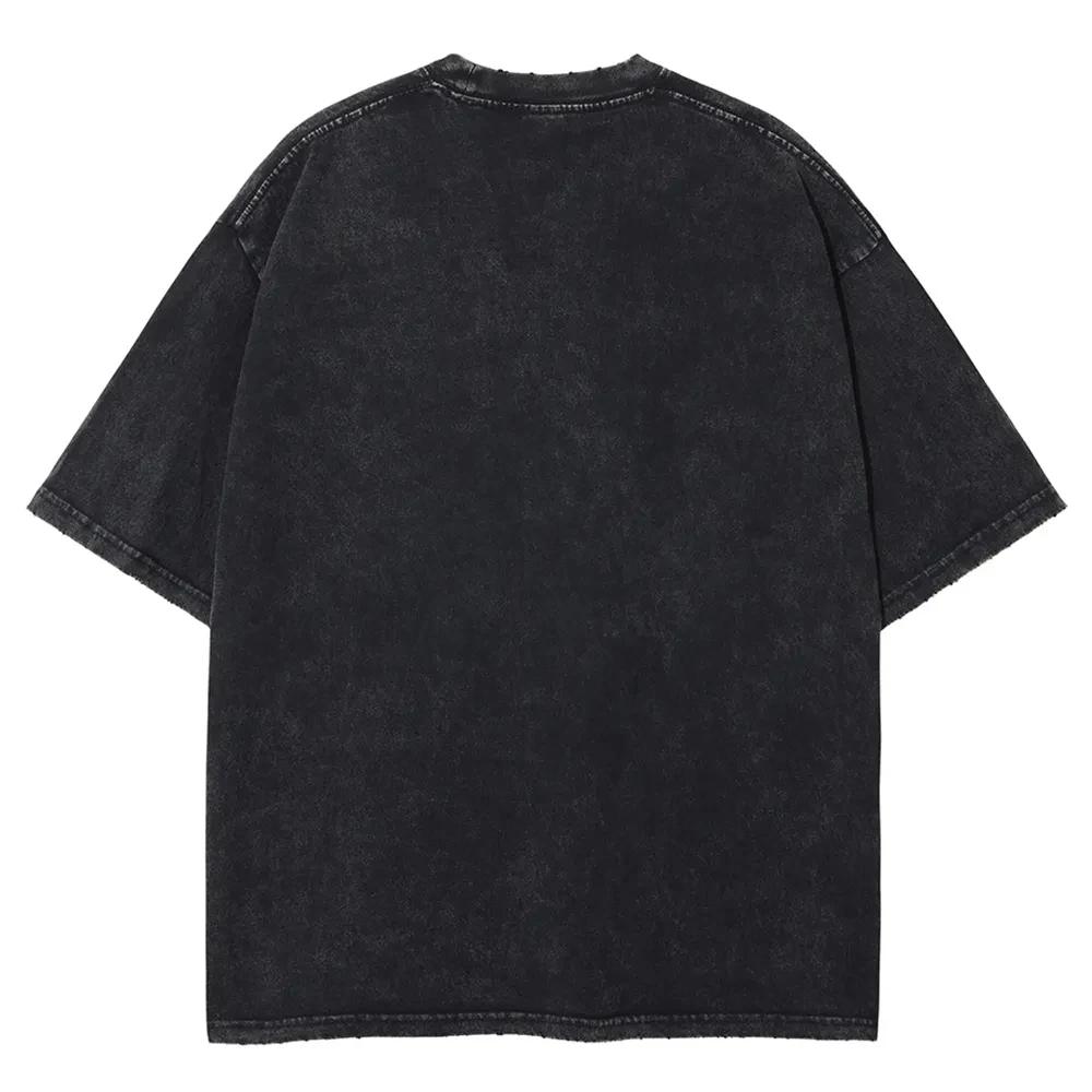 Hip Hop T-shirt Harajuku Street Clothing Hand Grab Lightning Pattern Printed T-shirt Men's Summer Harajuku Oversize