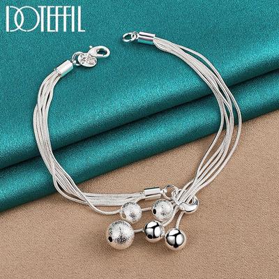 Bracelet de perles en chaîne serpent en argent sterling 925