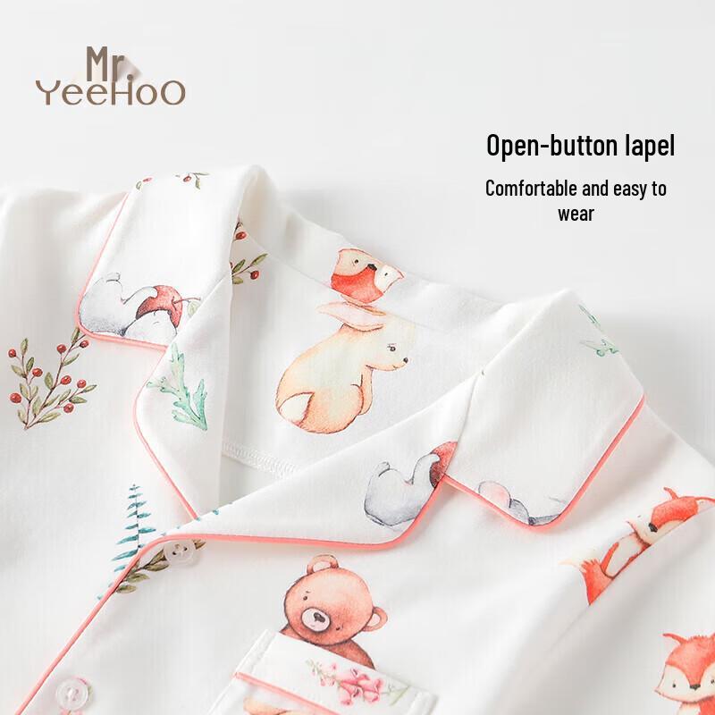 YEEHOO Kids' Fox Print Long-Sleeve Cotton Pajamas