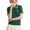 Skechers Classic Series Knitted Retro Color Block Short Sleeve Polo Shirt Women Tops L226W065-01WN