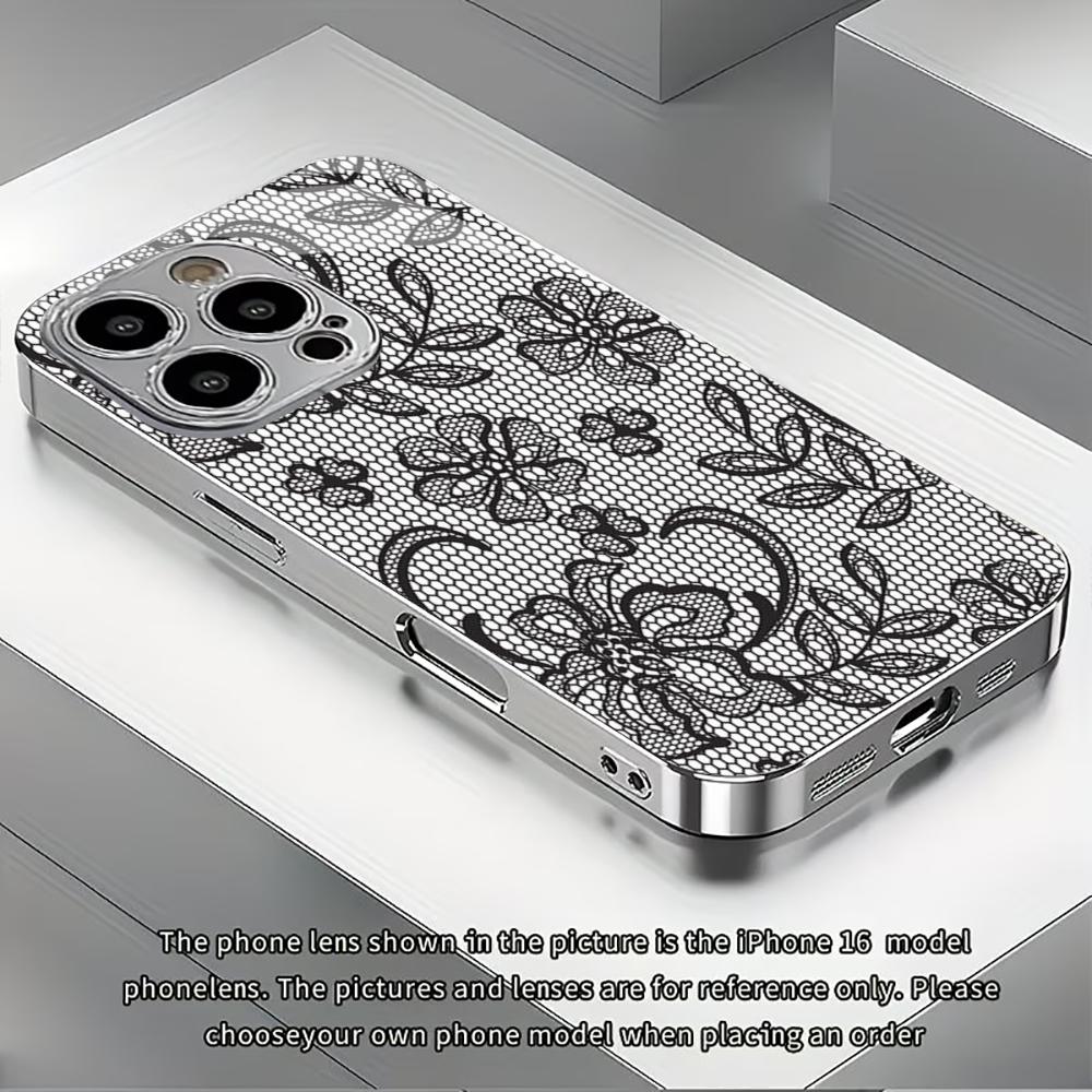 Sleek Transparent Floral Lace phone case mobile phones for iphone 17 pro max cover Glass for iPhone 17 16 15 14 13 12pm Pro Plus