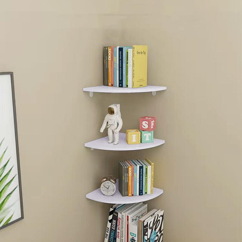 White Floating 3pcs Corner Shelf Shelves Wall Book Storage Rack Unit Decor Bedroom